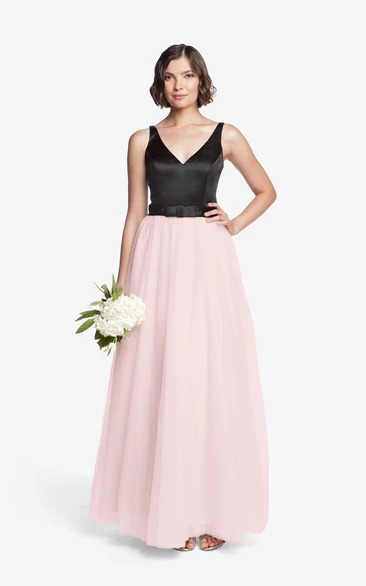 Romantic V-Neck Long Dress With Strap Back