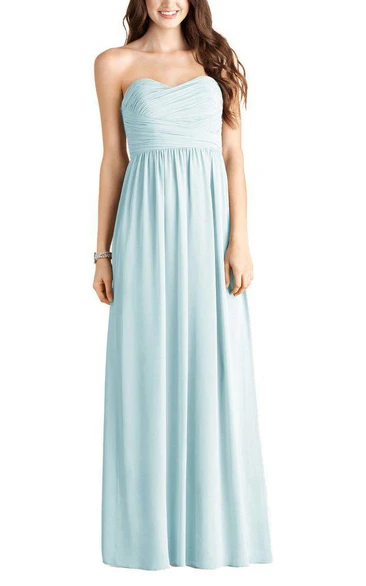 Strapless Ruched Chiffon Long Dress