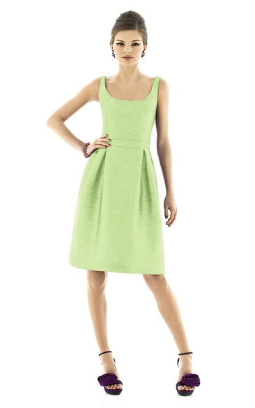 Short Sleeveless Dress With Square Neckline