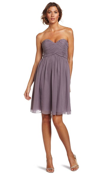 Delicate Short Mini Chiffon Dress with Ruching