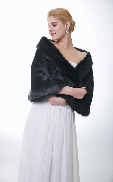 Timeless All Black Faux Fur Bridal Wrap