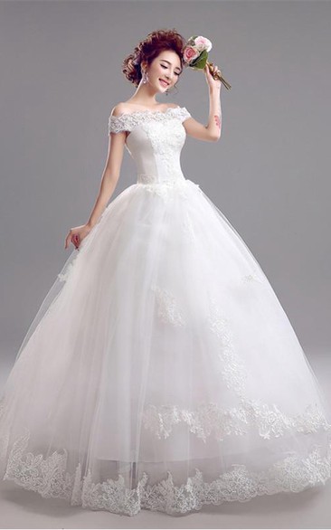 Princess Off-the-Shoulder Lace Wedding Dresses Ball Gown Lace-up