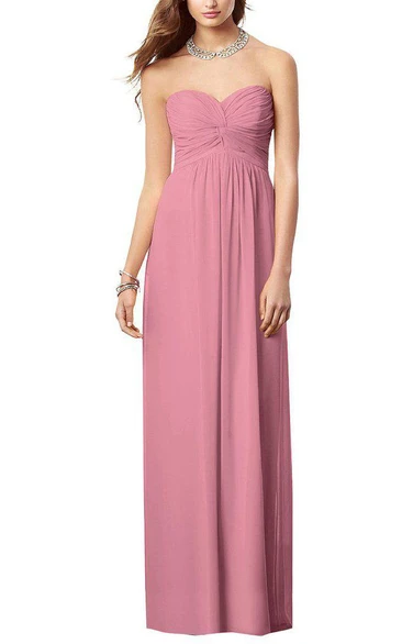 Sweetheart Ruched Floor-length Chiffon Dress