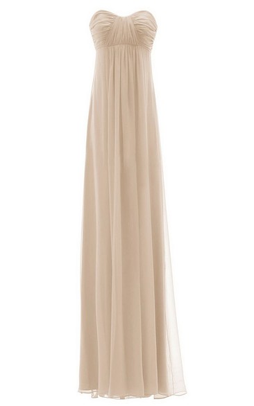 Sweetheart Empire Long Pleated Chiffon Gown