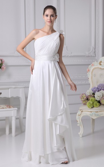Asymmetrical Sleeveless Floor-Length Chiffon Dress With Ruching and Draping