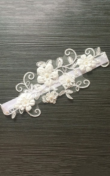 Sexy Lace Applique Elastic Bridal Garter Belt Within 16-23inch