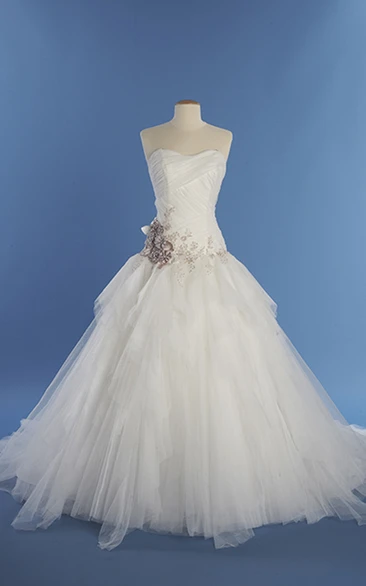 Ball Gown With Crisscross Ruching And Ruffles