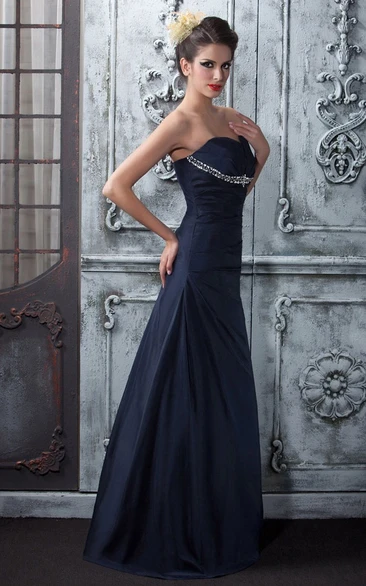 Maxi Satin Strapless Dress With Side-Draping