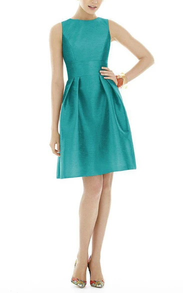 Sleeveless A-line Short Satin Dress with Keyhole Back