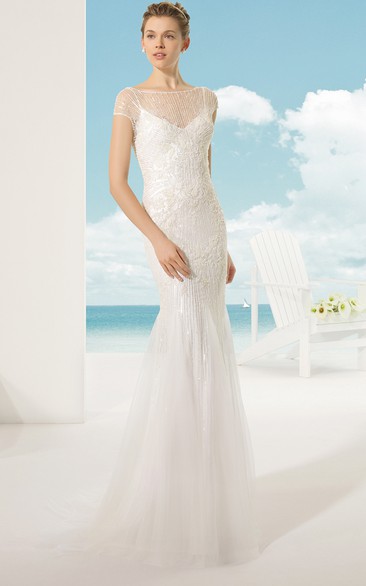 Elegant Lace Dress With Illusion-Neck And Back