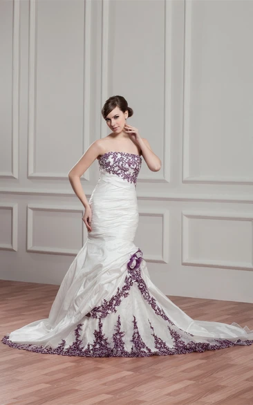 Strapless Pick-Up Mermaid Ruching and Gown With Lace