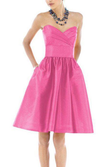 Vintage A-line Pleated Short Satin Dress