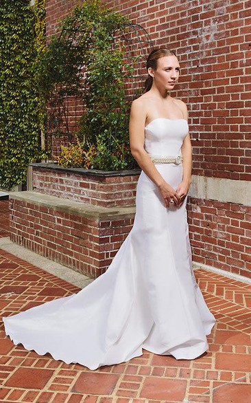 Mermaid Satin Strapless Bridal Gown With Chic Waistbelt