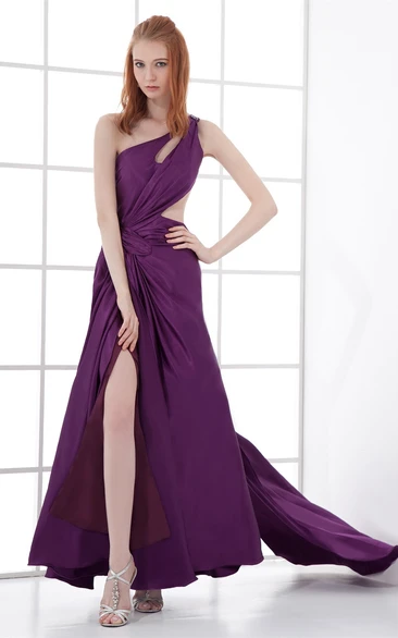 Refined One Shoulder Pleated Asymmetrical Sleeveless Special Occasion Dresses