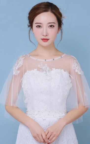 New Lace Diamond Cape Round Neck Set Of White Shawl