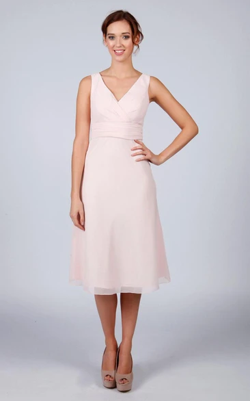 V Back V Back A-line Chiffon Short Dress Pale Pink