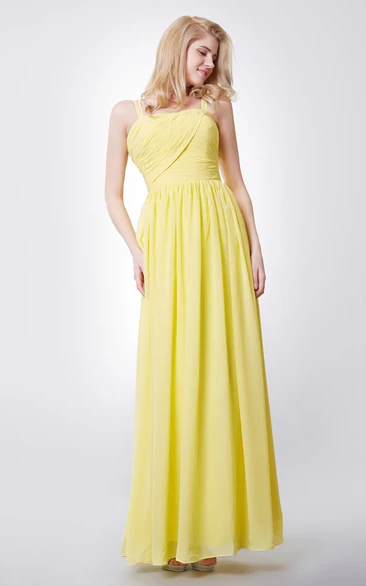 Unique Spaghetti Straps Sheath Chiffon Long Dress