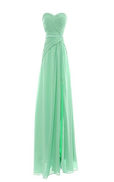 Elegant Sweetheart Chiffon A-line Gown With Beaded Band