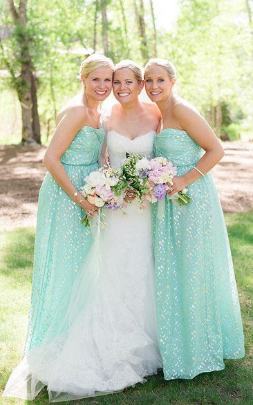 Glamorous Strapless Sleeveless Bridesmaid Dress Sequins Floor-length