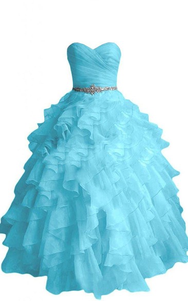 Sweetheart Ballgown With Ruffles and Beaded Waistline