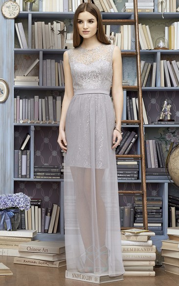 Column Sleeveless Dress With Illusion Style