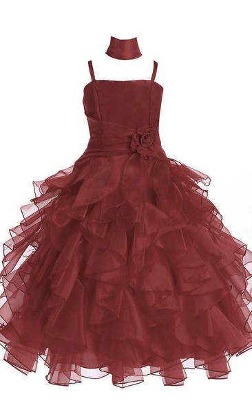 Sleeveless A-line Ruffled Dress With Spaghetti Straps