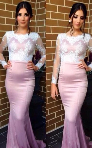 Sexy Long Sleeve Mermaid Prom Dress With Lace Appliques