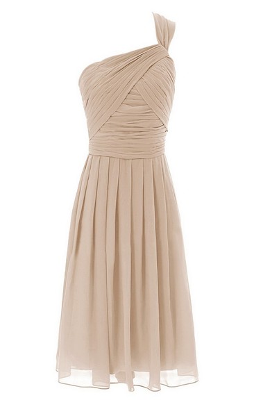 One-shoulder Short Dress With Crisscross Pleats