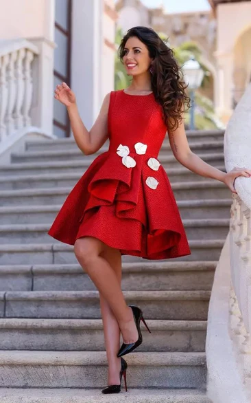 A-line Sleeveless Satin Bateau Knee-length Homecoming Dress