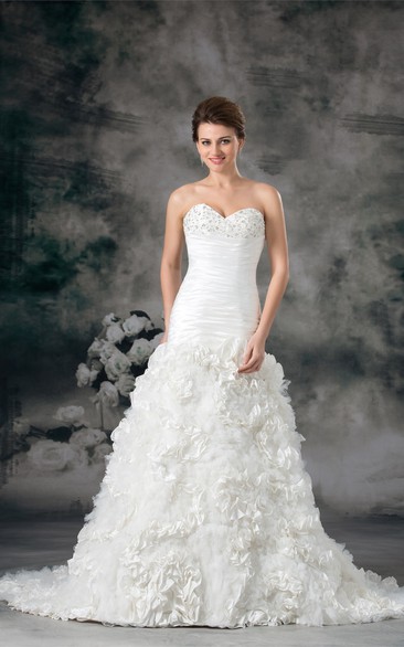 Gorgeous Satin Taffeta Sleeveless Sweetheart a Line Embellished Wedding Dresses