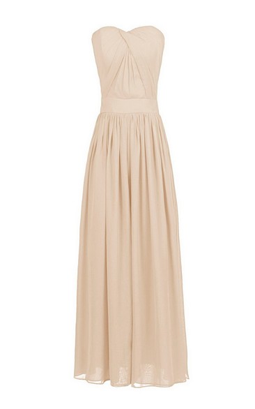 Strapless Chiffon Dress With Crisscross Pleats