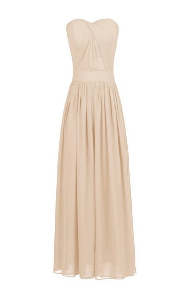 Strapless Chiffon Dress With Crisscross Pleats