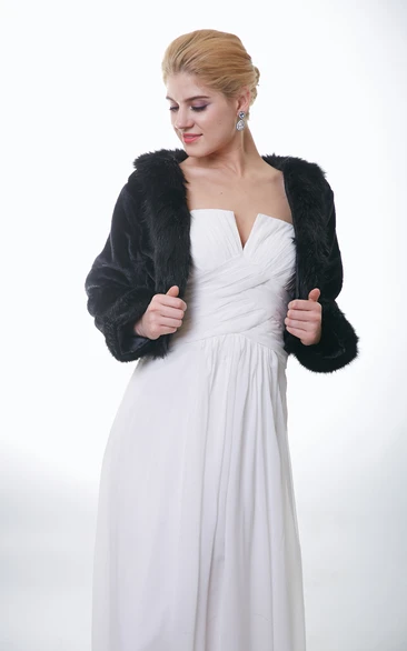 Long Sleeve Faux Fur Wedding Jacket