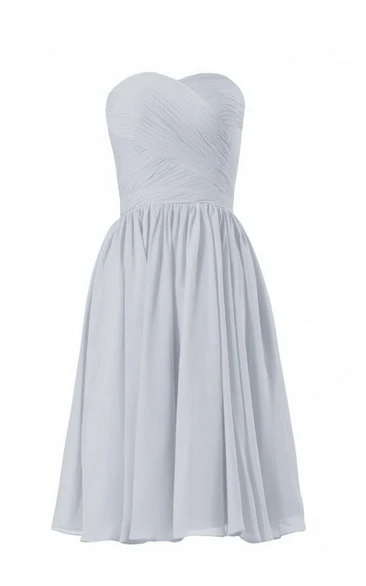 Sweetheart Short Chiffon Dress With Crisscross Ruching