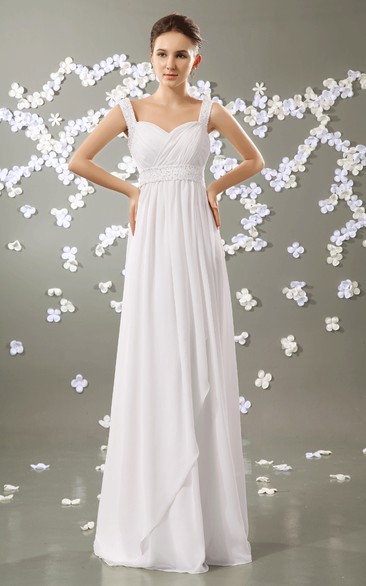 Sweetheart Empire Chiffon Dress With Beaded Straps