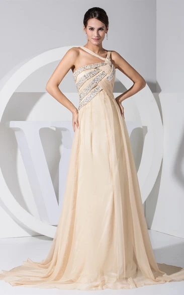 Strapped Ruched Empire Pleats and Dress With Stress