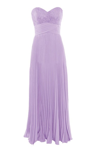 Elegant Sweetheart Pleated A-line Dress With Lace Appliques