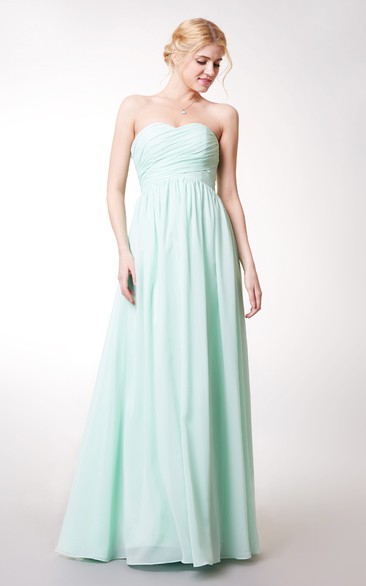 Ruched Sleeveless Long Chiffon Dress With Sash