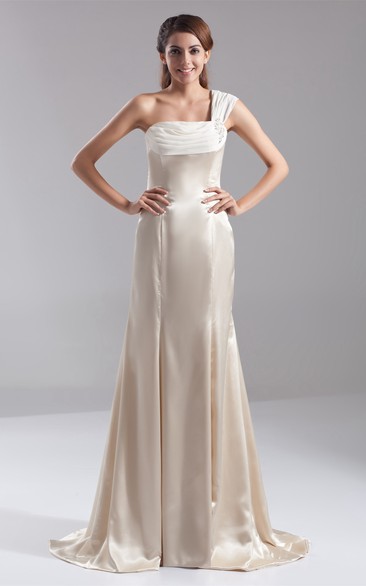 Floating One Shoulder Sleeveless Trumpet Wedding Dresses