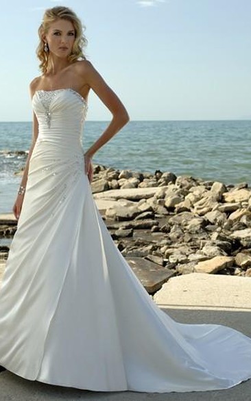 A-Line Strapless Taffeta Wedding Dress