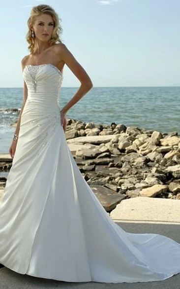 A-Line Strapless Taffeta Wedding Dress