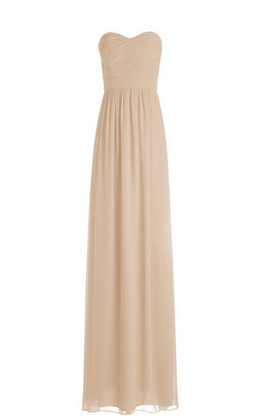 Strapless Empire Long Chiffon Dress With Ruching