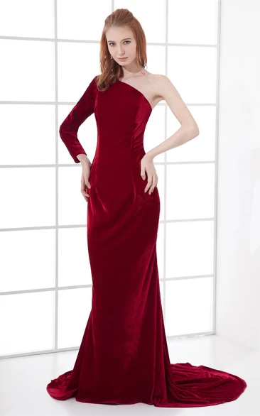 Stunning One Shoulder Trumpet Long Sleeves Special Occasion Dresses