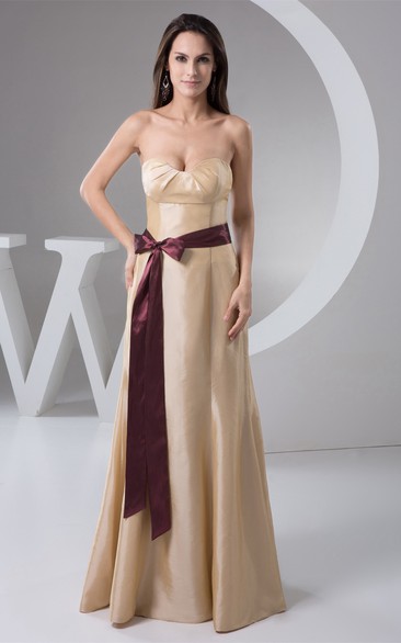 Sweetheart A-Line Maxi Sweep Train and Dress With Bow