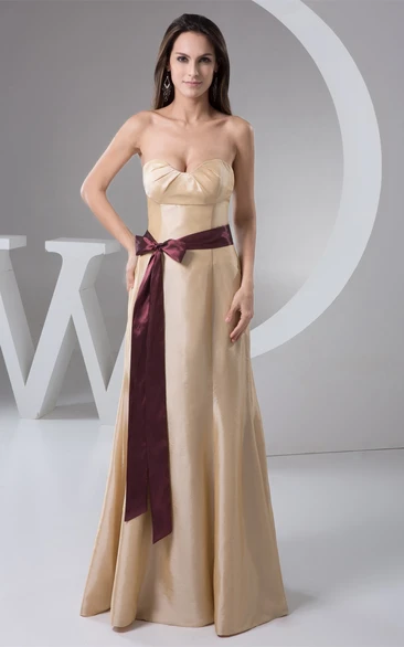 Sweetheart A-Line Maxi Sweep Train and Dress With Bow
