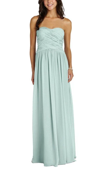 Strapless Ruched Chiffon Long Dress