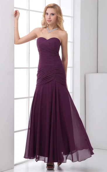 Refined Sleeveless Ruched Ankle Length Chiffon Bridesmaid Dresses
