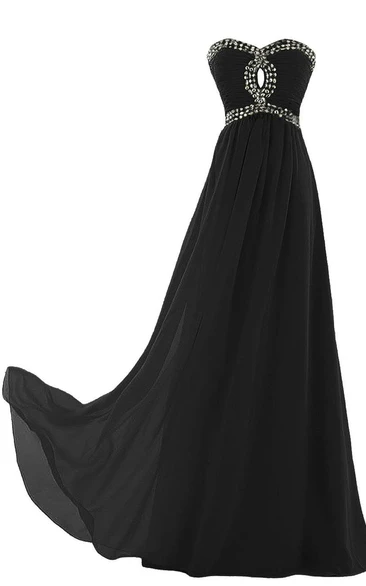 Sweetheart A-line Chiffon Gown With Beadings