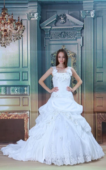 Adorable Strapped Sleeveless Taffeta a Line Wedding Dresses