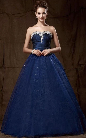 Charming A-line Strapless Floor-length Lace-up Sandra's Prom Dress